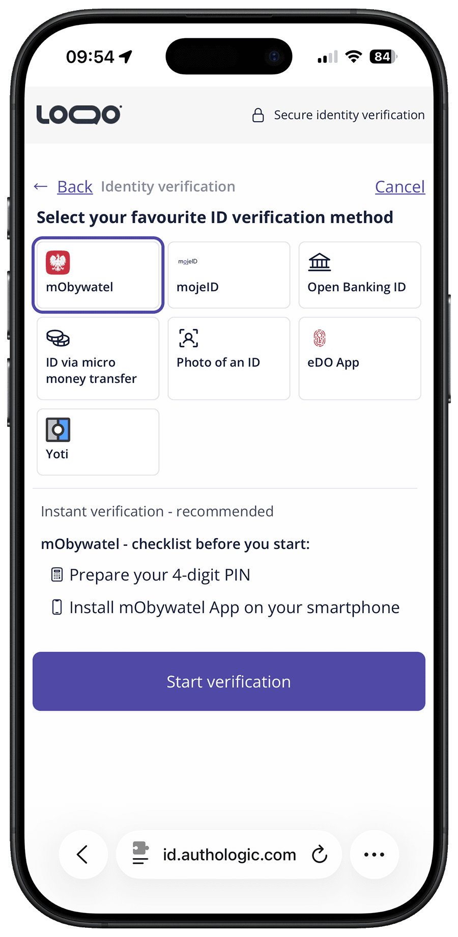 Identity verification interface